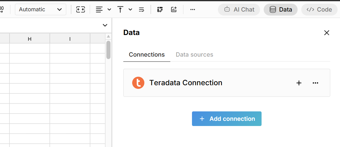 add teradata connected table