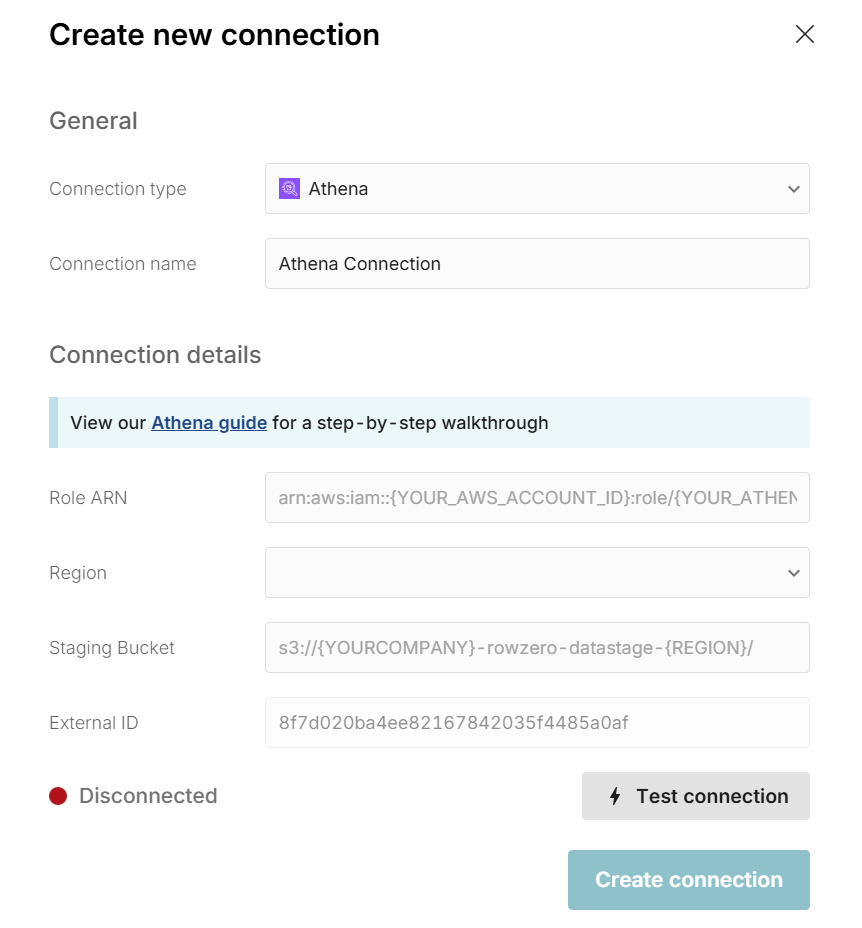 athena connector in spreadsheet