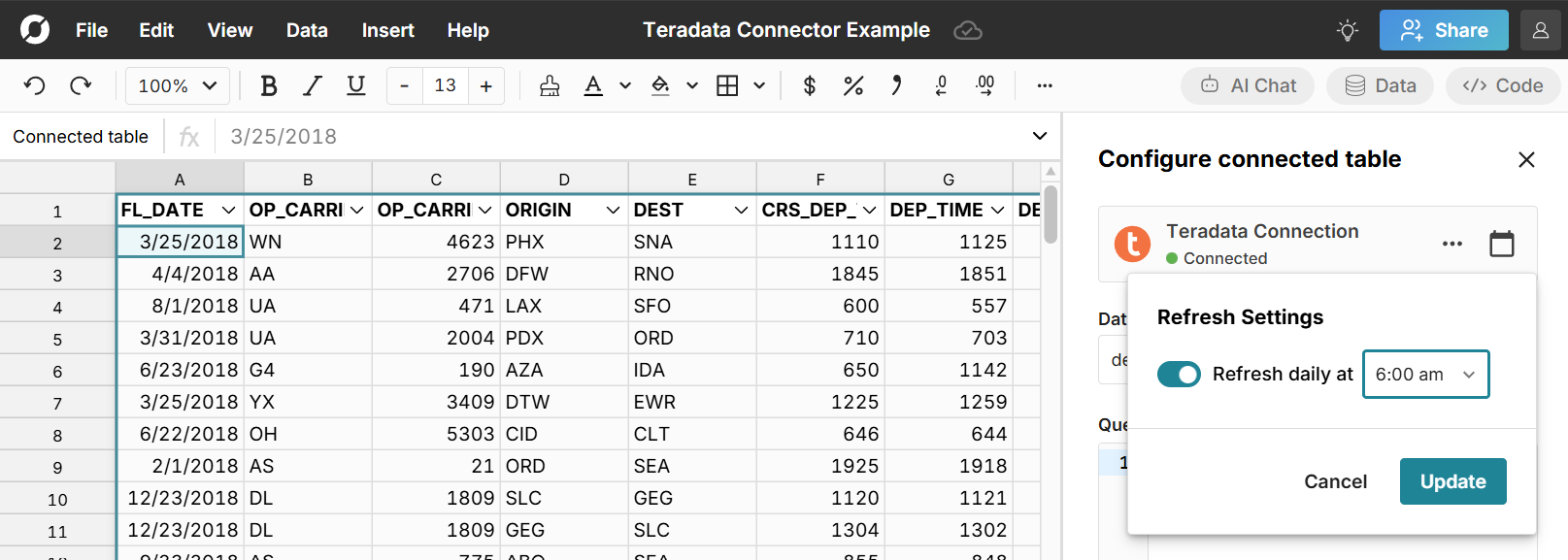 automate teradata spreadsheet updates