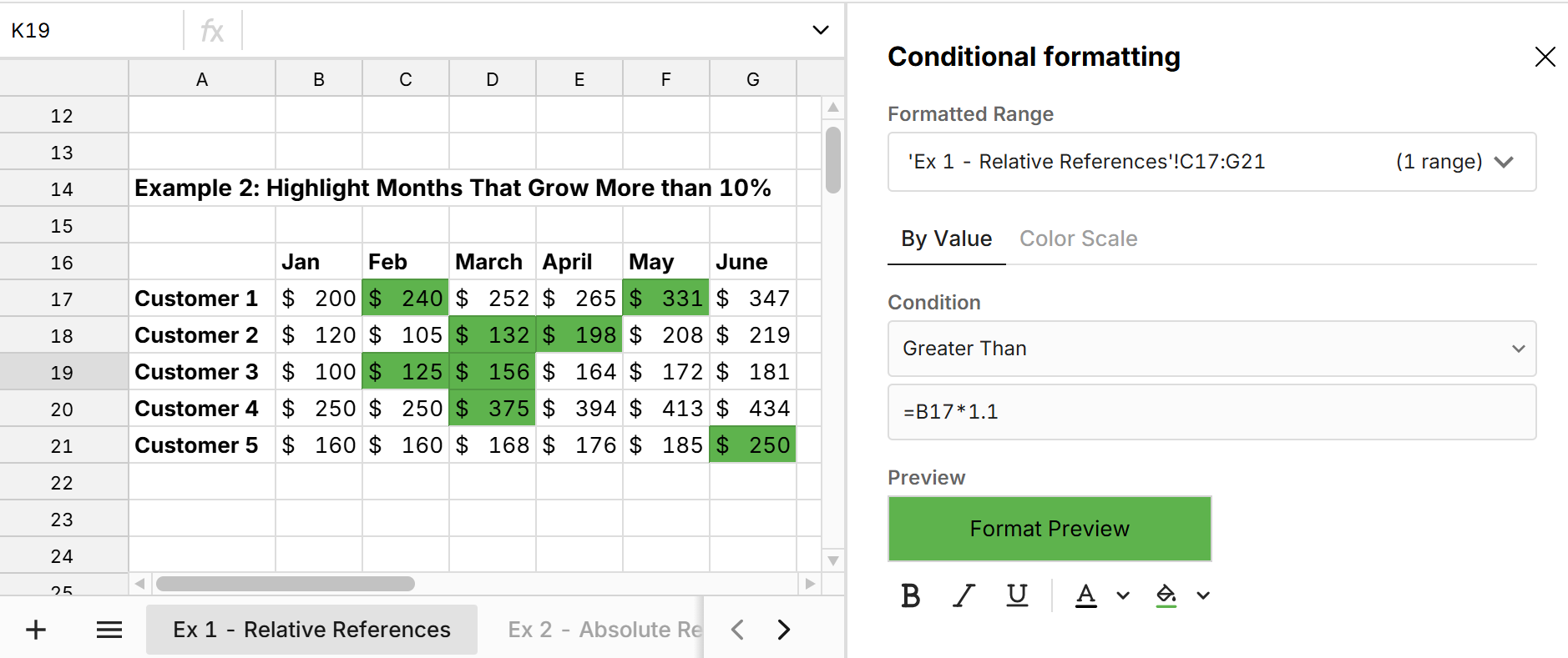conditional formatting using formulas