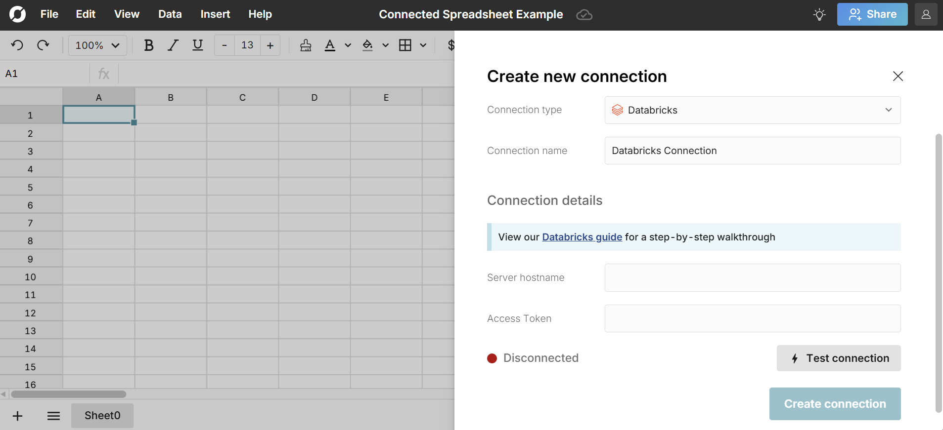 connect spreadsheet to databricks