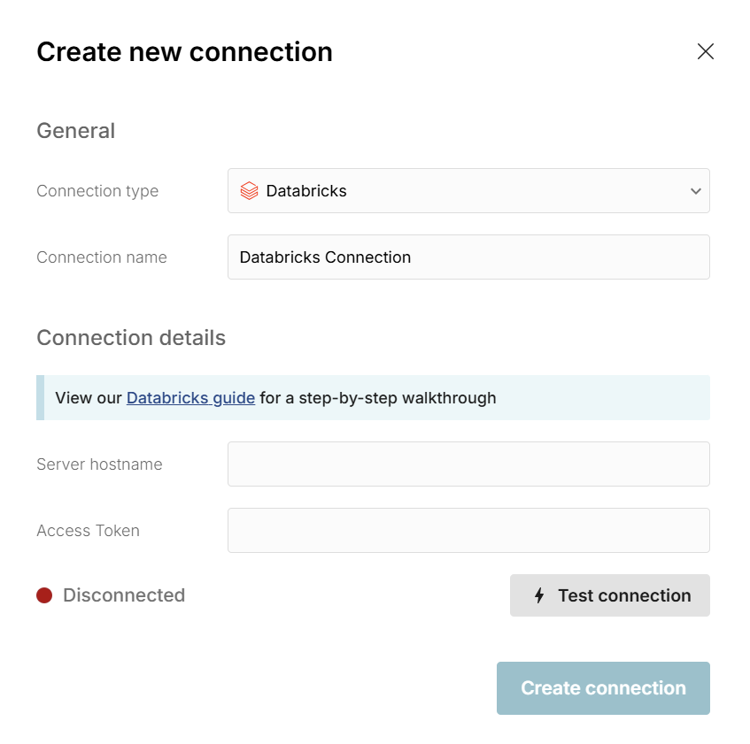 Databricks connector in spreadsheet