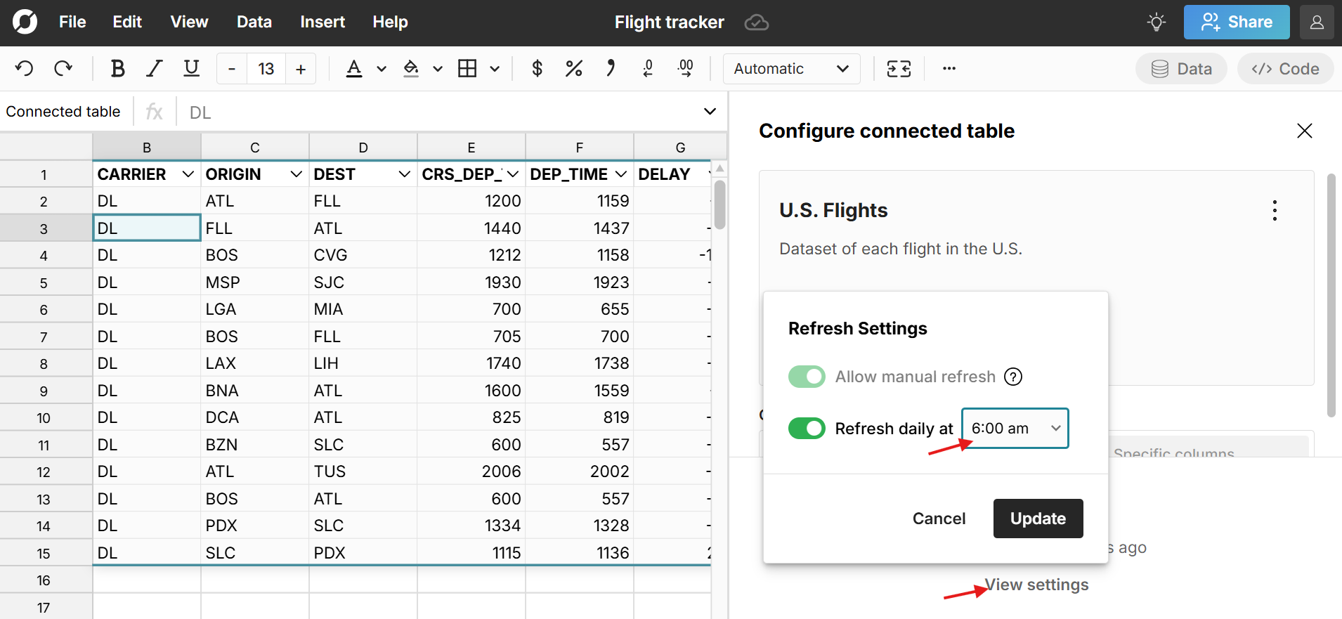 schedule automated data updates in sheet