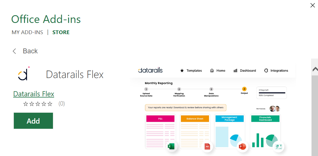 datarails excel FP&A add-on