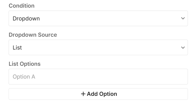 dropdown list options