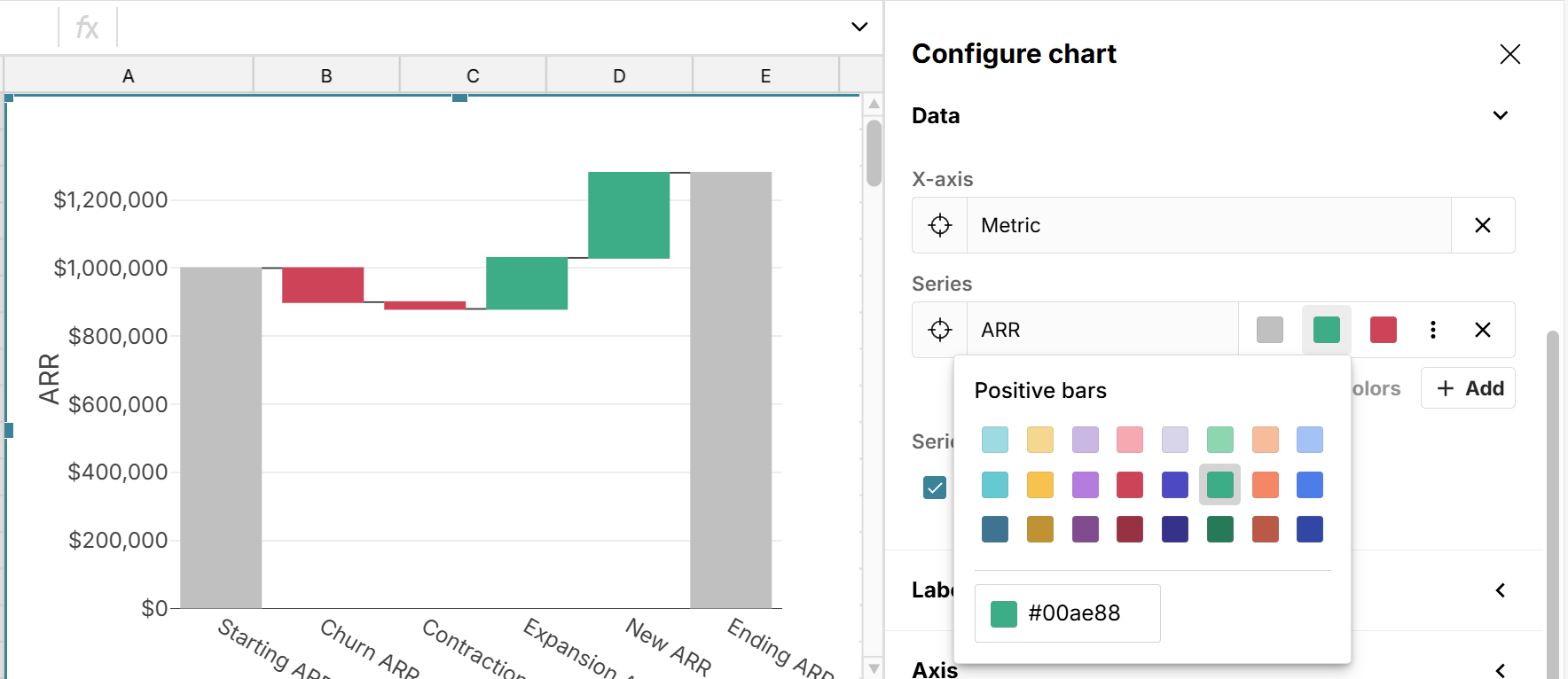 edit waterfall chart colors in spreadsheet