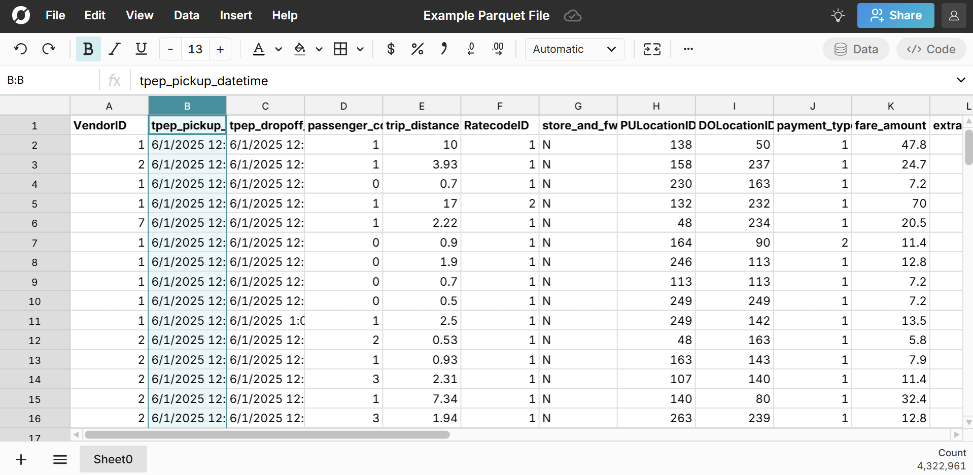 example parquet file in spreadsheet