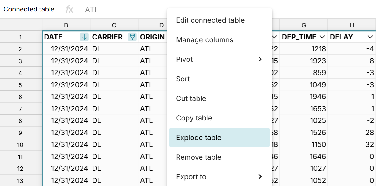 Explode data table
