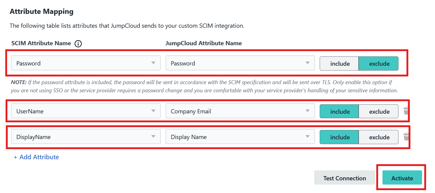 row zero scim activate connection
