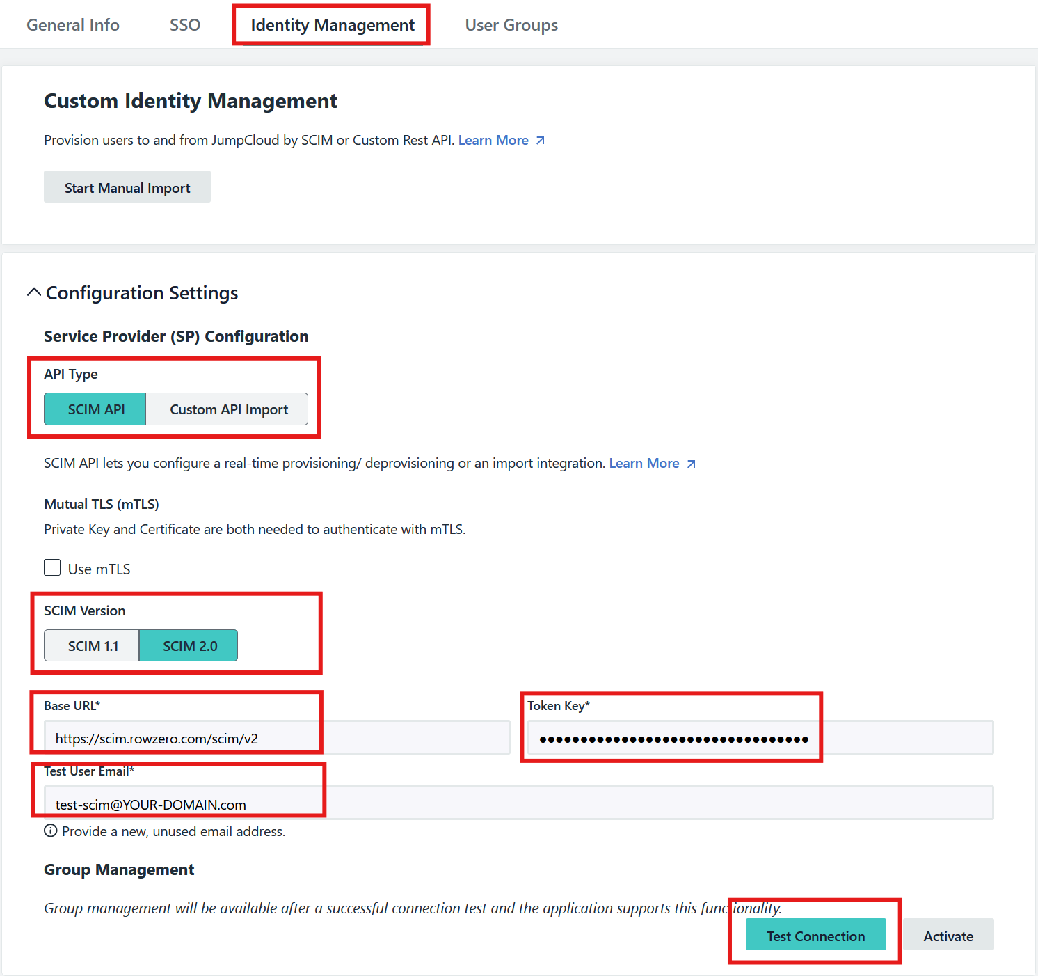 row zero scim configuration