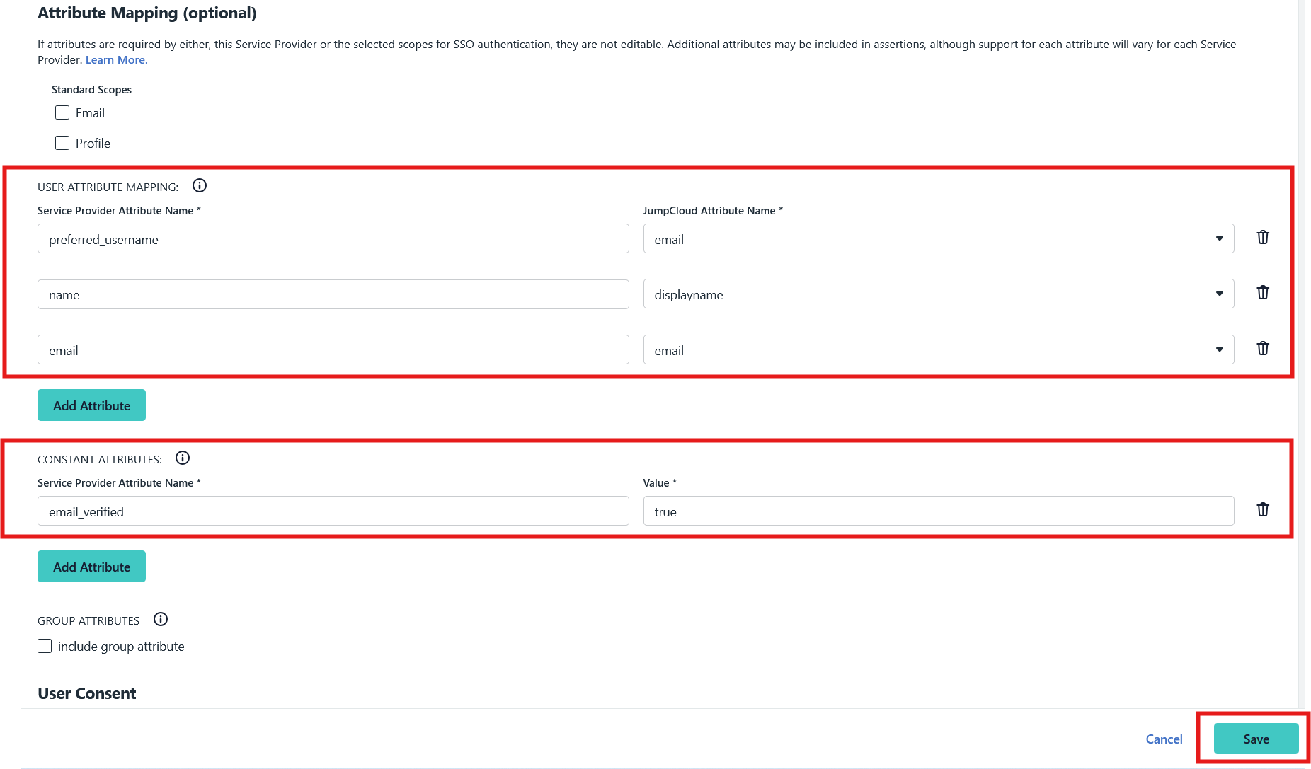 sso oidc update attribute mappings