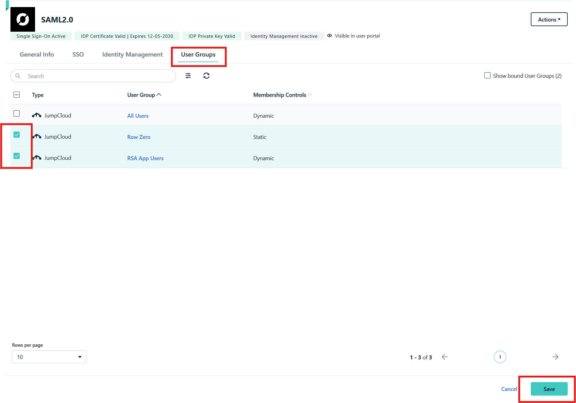 sso saml users and groups