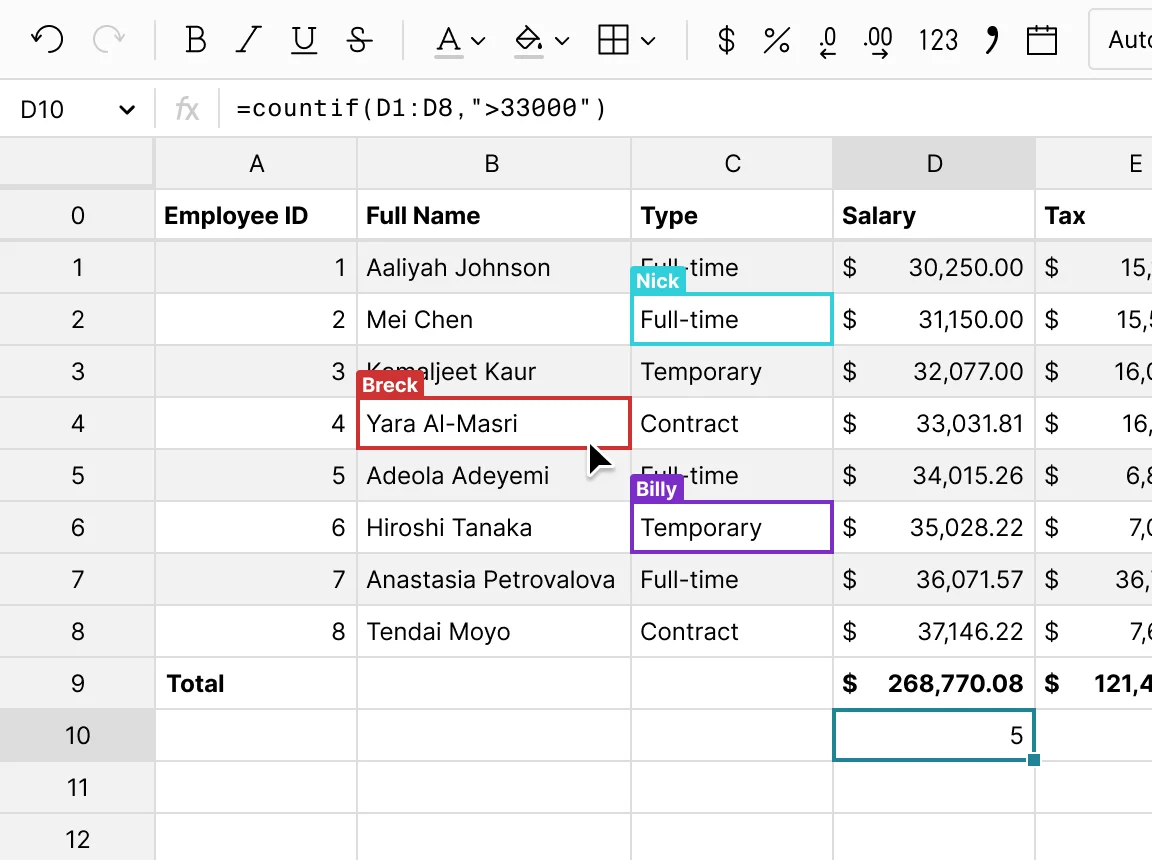 online spreadsheet sharing and collaboration