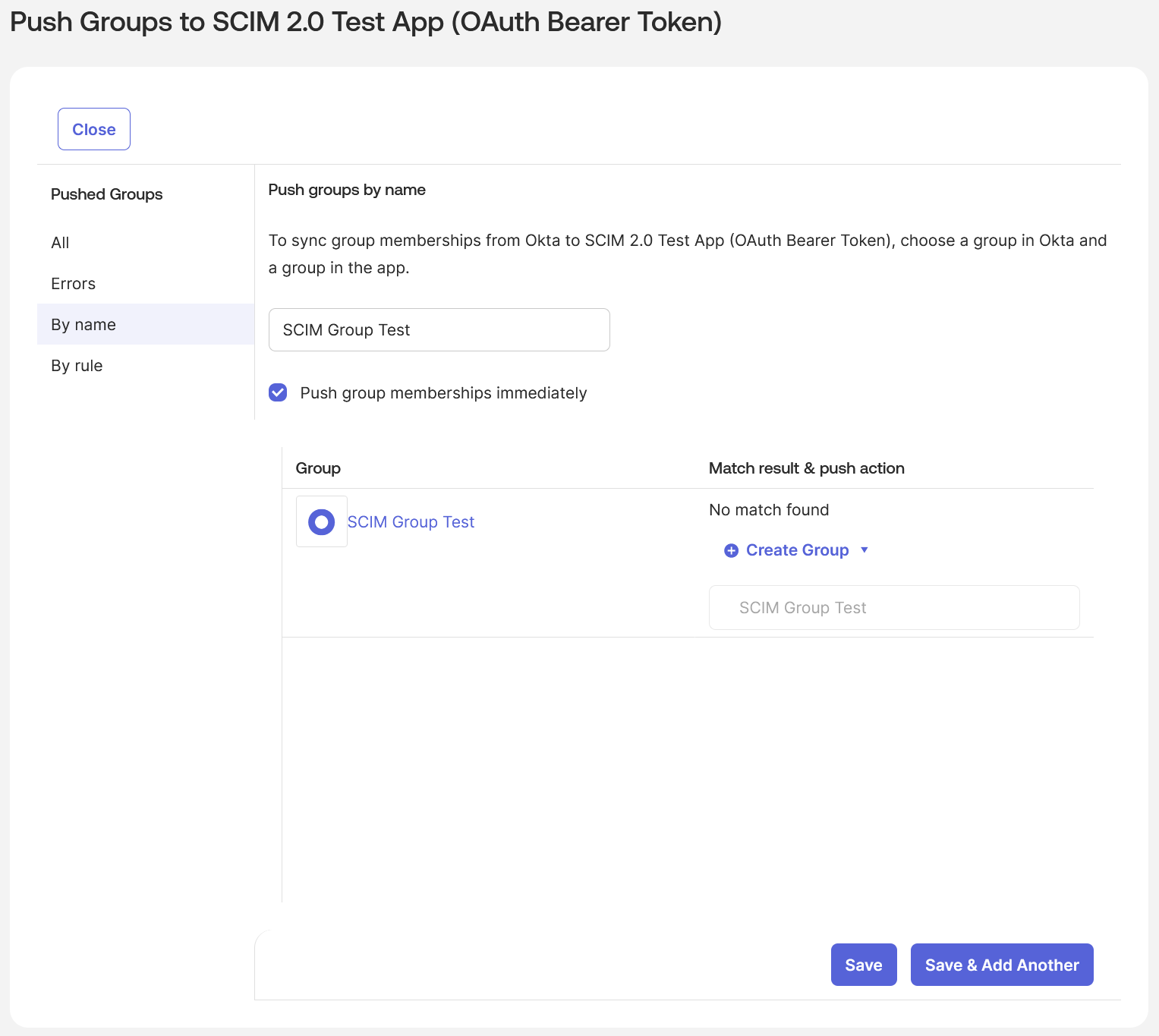 scim okta push groups selection