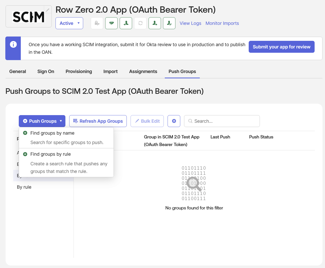 scim okta push groups
