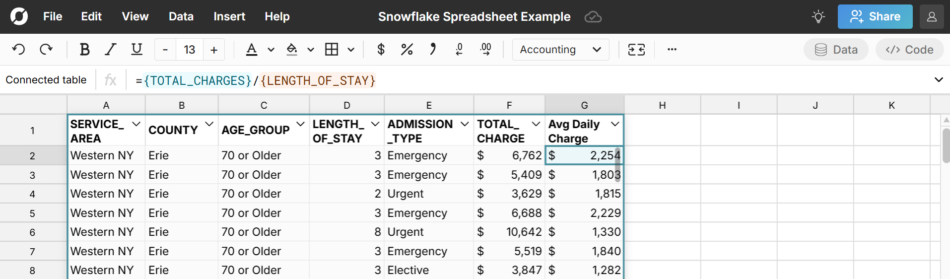 add calculated columns to Snowflake table