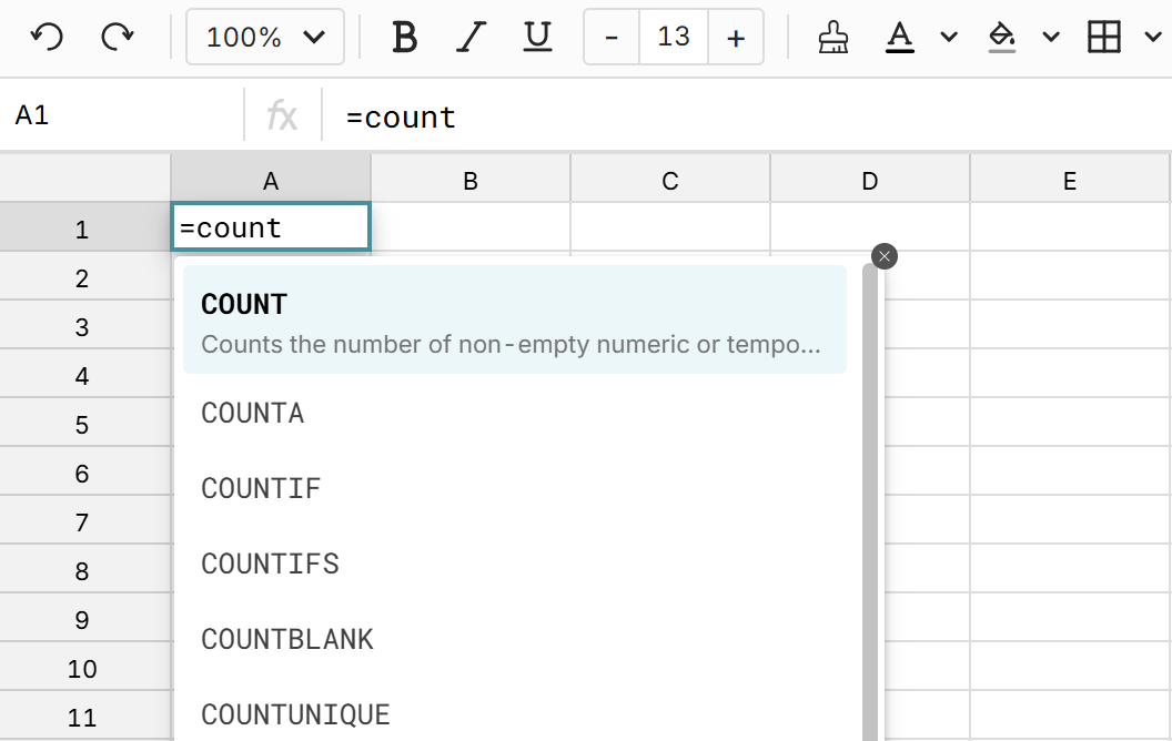 spreadsheet functions
