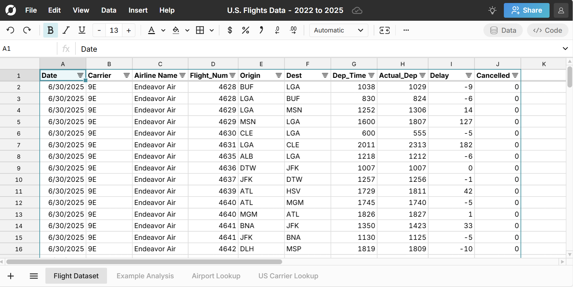 U.S. flights dataset